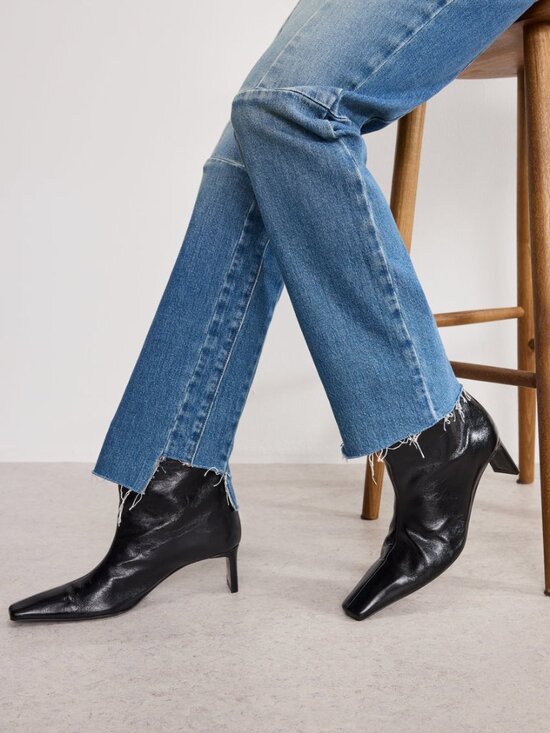 Good American Good Icon Straight Jeans Women’s 6/28 Raw Distressed Step Hem - Picture 5 of 9